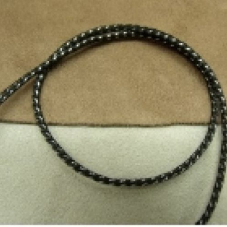 RUBAN QUEUE DE RAT NOIR INCRUSTE ARGENT 2.5 mm