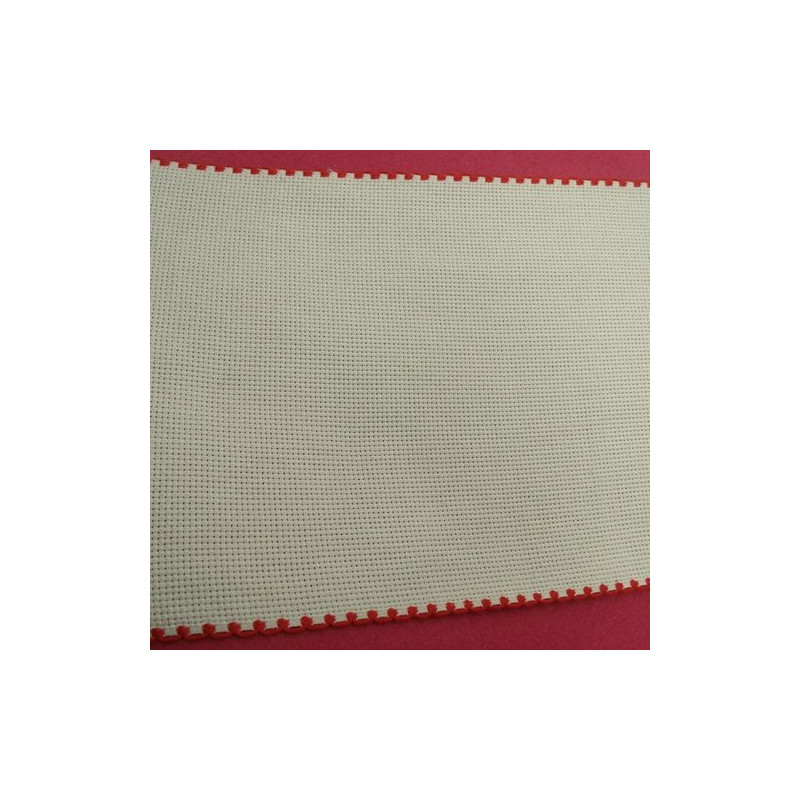 ruban à broder blanc et rouge 16 cm