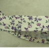BIAIS LIBERTY coton ou polyester fond blanc & fleurs VIOLET & VERTE 25 mm