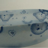 Ruban biais enfant coton motif nounours bleu 25 mm