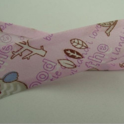 Ruban biais coton  enfant parme motif chouette 25 mm