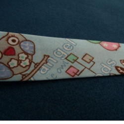 Ruban biais enfants coton motif bleu hibou 25 mm
