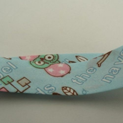 Ruban biais enfants coton motif bleu hibou 25 mm