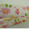 Ruban biais enfants coton fleur rose et jaune sur fond blanc 25 mm