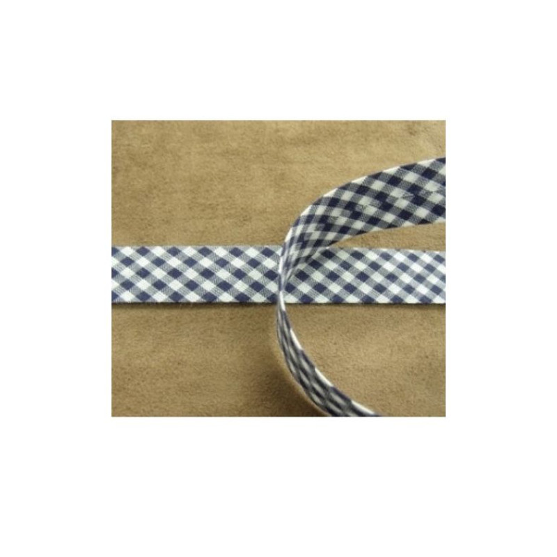 RUBAN BIAIS VICHY BLEU 20 mm/ INTERIEUR- 10/ 10 mm