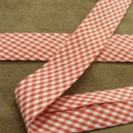 RUBAN BIAIS VICHY- 20 mm/ INTERIEUR- 10/ 10 mm-ROUGE
