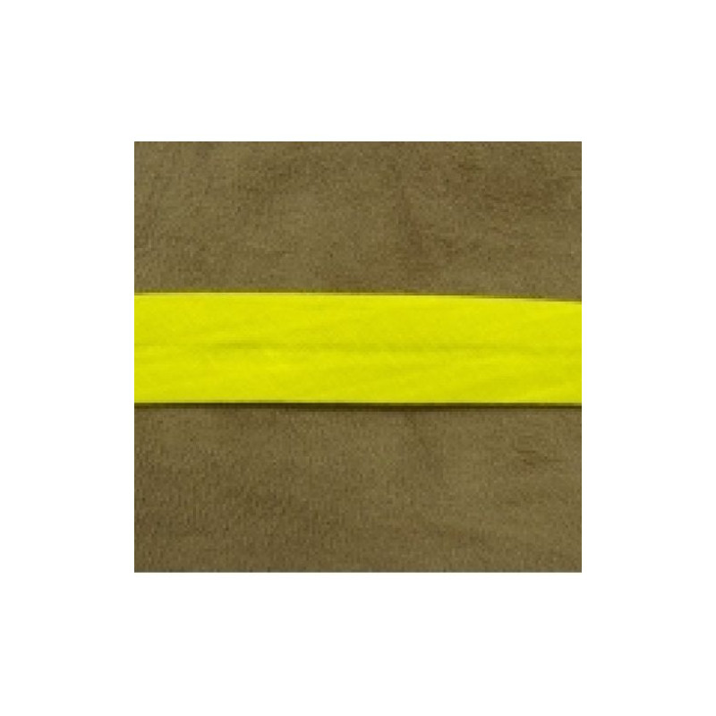LOT DE 5 METRES  RUBAN BIAIS- 20 mm INTERIEUR /10 - 10 mm- COTON -JAUNE,