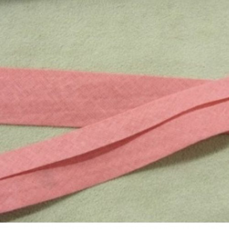 LOT DE 5 METRES RUBAN BIAIS- 20 mm INTERIEUR /10 - 10 mm- COTON- ROSE SOUTENU