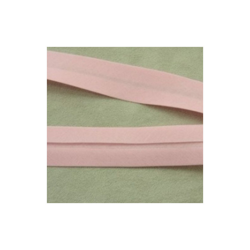 LOT DE 5 METRES RUBAN BIAIS- 20 mm INTERIEUR /10 - 10 mm- COTON - ROSE PALE
