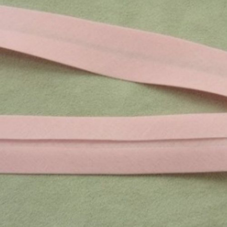 LOT DE 5 METRES RUBAN BIAIS- 20 mm INTERIEUR /10 - 10 mm- COTON - ROSE PALE