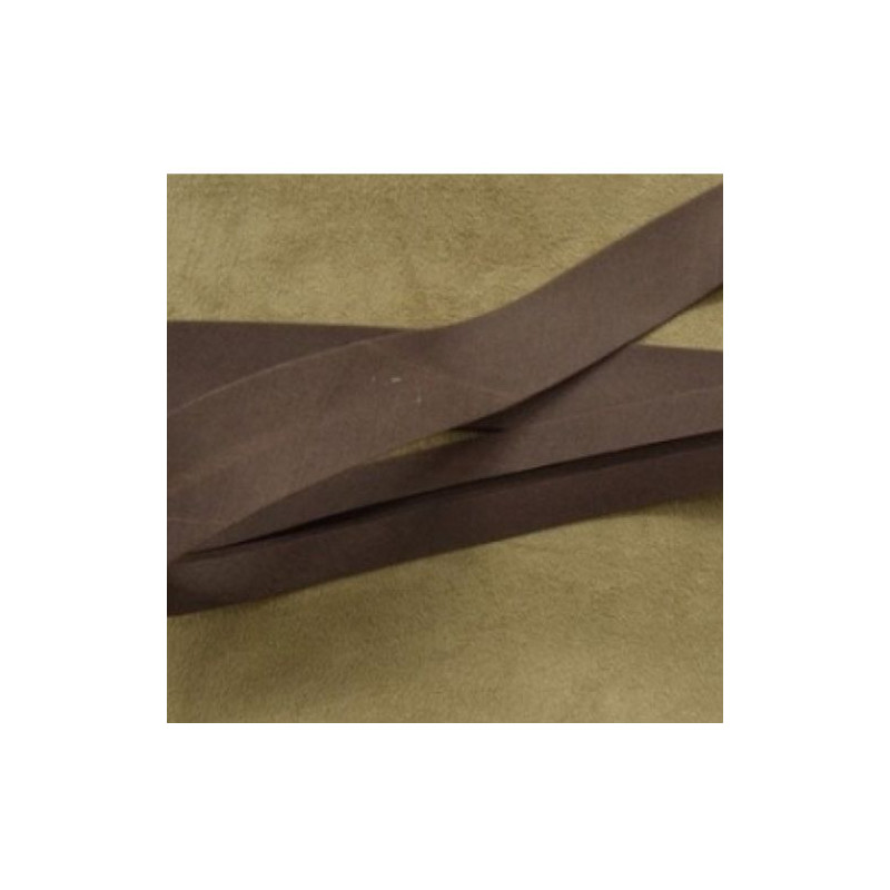 LOT DE 5 METRES RUBAN BIAIS- 20 mm INTERIEUR /10 - 10 mm- COTON - MARRON FONCE