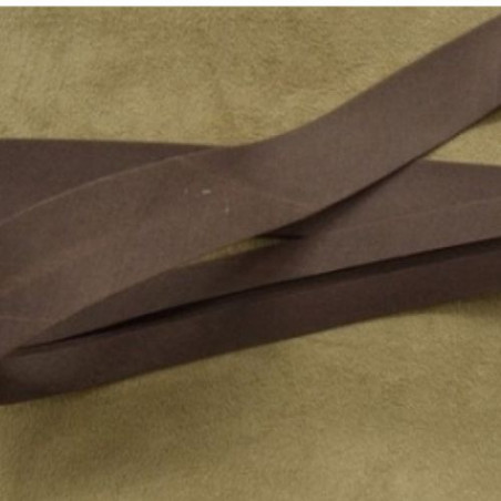 LOT DE 5 METRES RUBAN BIAIS- 20 mm INTERIEUR /10 - 10 mm- COTON - MARRON FONCE