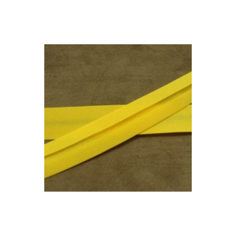 LOT DE 5 METRES  RUBAN BIAIS- 20 mm INTERIEUR /10 - 10 mm- COTON - JAUNE