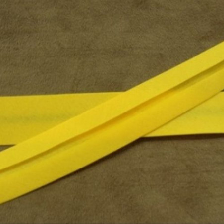 LOT DE 5 METRES  RUBAN BIAIS- 20 mm INTERIEUR /10 - 10 mm- COTON - JAUNE