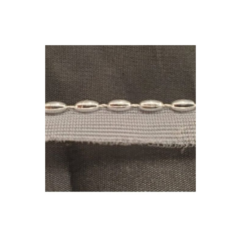 ruban passepoil perlé monté sur base coton perle grain de riz blanc cassé 10 mm