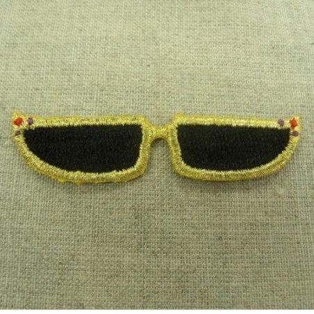 écusson thermocollant- lunette de soleil or et noir sans branche ,largeur 6,5cm sur hauteur 1,5cm