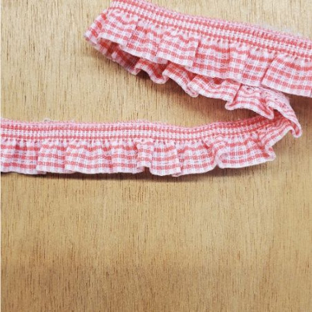 ruban plissé froncé élastique et coton vichy 20 mm