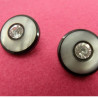 bouton acrylique noir nacré un strass central, 20 mm, super résistant et très décoratif