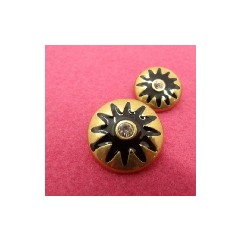 Bouton à queue  strass central et métal doré ,23 mm, super résistant et très décoratifs