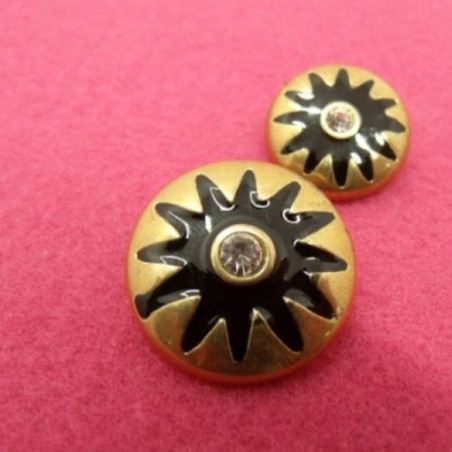 Bouton à queue strass central et métal doré ,23 mm, super résistant et très décoratifs