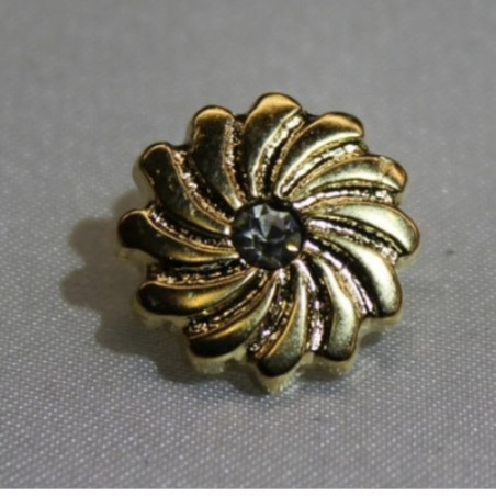 bouton métal bijou fleur strass central métal doré,super résistant et très décoratif