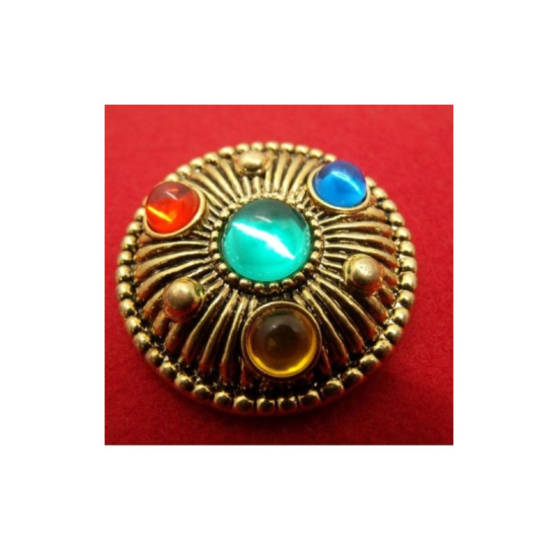 bouton / bijou  acrylique strass multicolore,40 mm