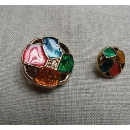 bouton rond multicolore, 15 mm