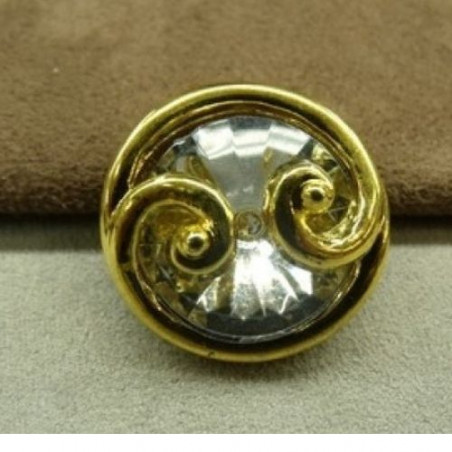 BOUTON bijou acrylique en STRASS or,à queue 28 mm,très lumineux et très résistant