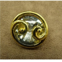 BOUTON bijou acrylique  en STRASS or,à queue 28 mm,très lumineux et très résistant