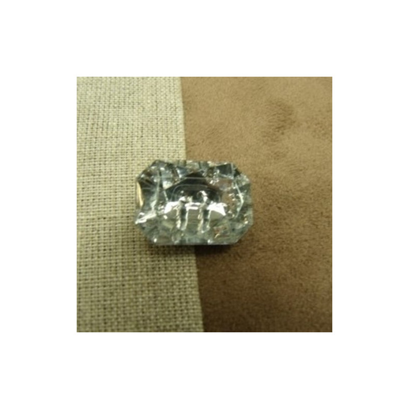 BOUTON RECTANGLE STRASS- ARGENT LARGEUR: 20mm /HAUTEUR:15mm