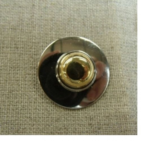 bouton métal à queue bicolore or et argent, de belle qualité