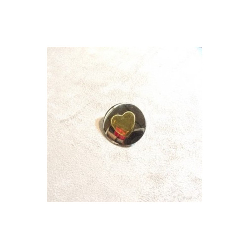 BOUTON  A QUEUE COEUR  OR & ARGENT 27 mm