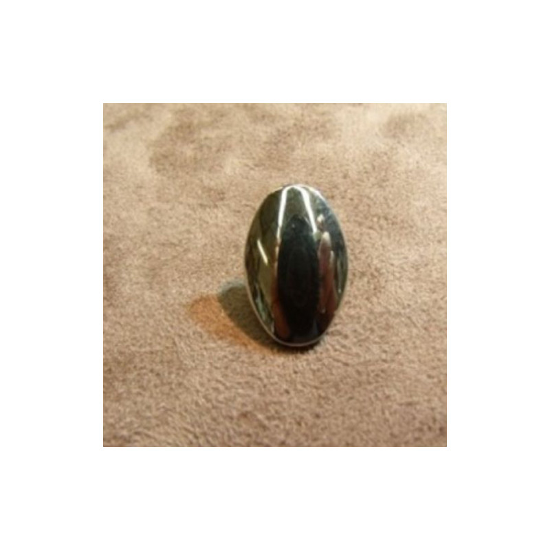 BOUTON OVALE A QUEUE BASE ACRYLIQUE DESSUS METAL LEGER ARGENT,hauteur: 20mm /LARGEUR:12mm