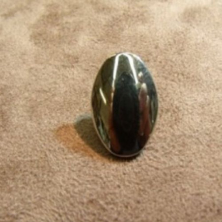 BOUTON OVALE A QUEUE BASE ACRYLIQUE DESSUS METAL LEGER ARGENT,hauteur: 20mm /LARGEUR:12mm