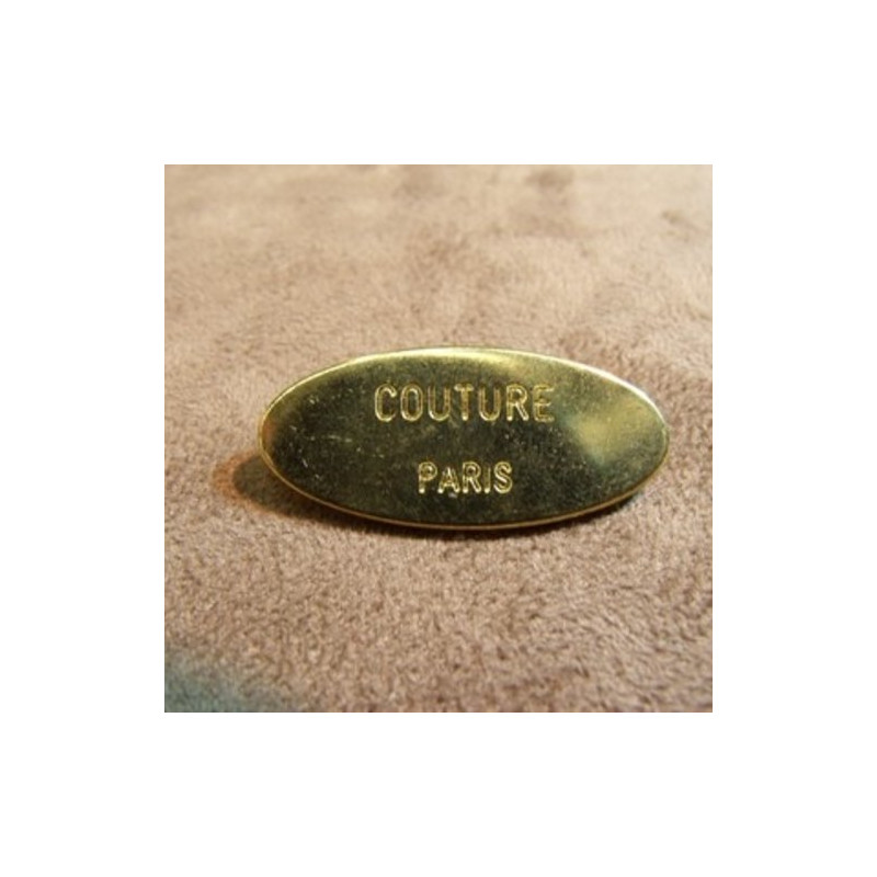 BOUTON A QUEUE METAL MOTIF: COUTURE PARIS- OR,LARGEUR: 35mm / HAUTEUR: 15mm ,de belle qualité