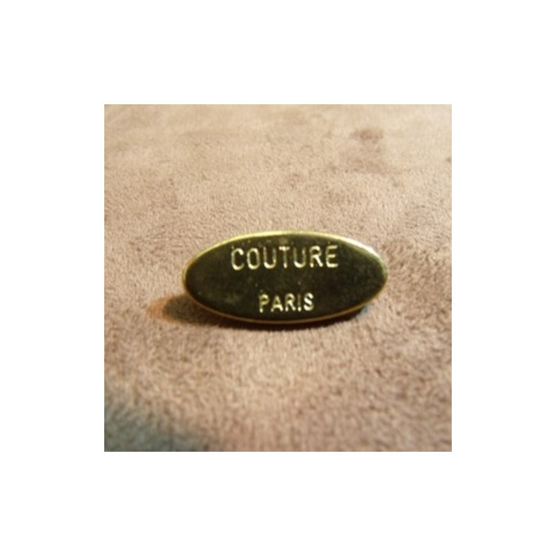 BOUTON A QUEUE METAL MOTIF: COUTURE PARIS- OR,LARGEUR: 25mm / HAUTEUR: 10mm ,de belle qualité