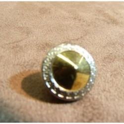 BOUTON A QUEUE BASE ACRYLIQUE DESSUS METAL LEGER OR & ARGENT