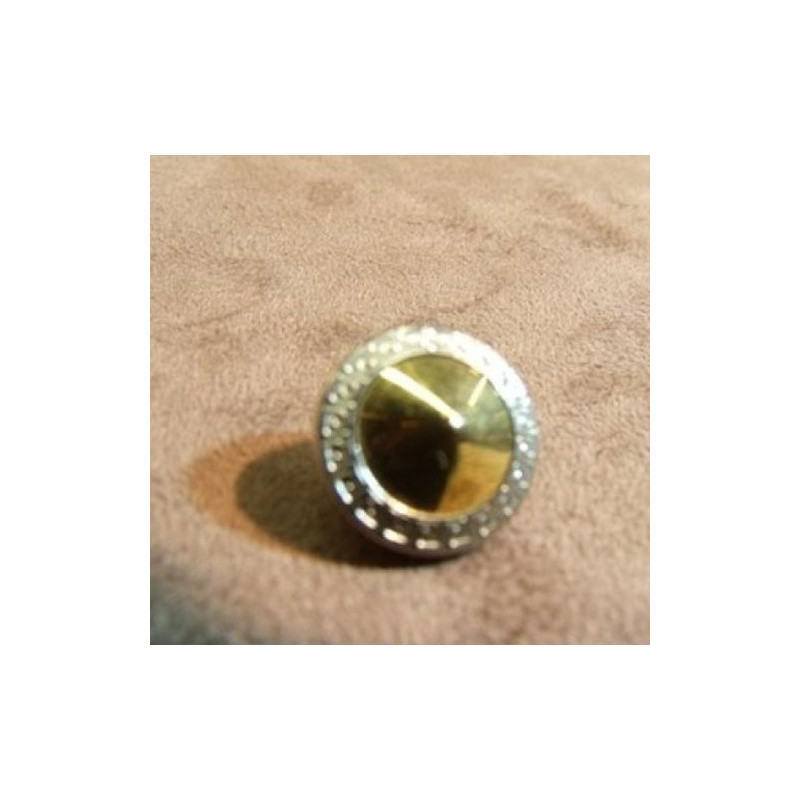 BOUTON A QUEUE BASE ACRYLIQUE DESSUS METAL LEGER OR & ARGENT