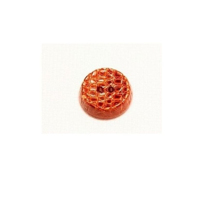 Bouton marron acrylique à 2 trou,façon lézard ,de belle qualité