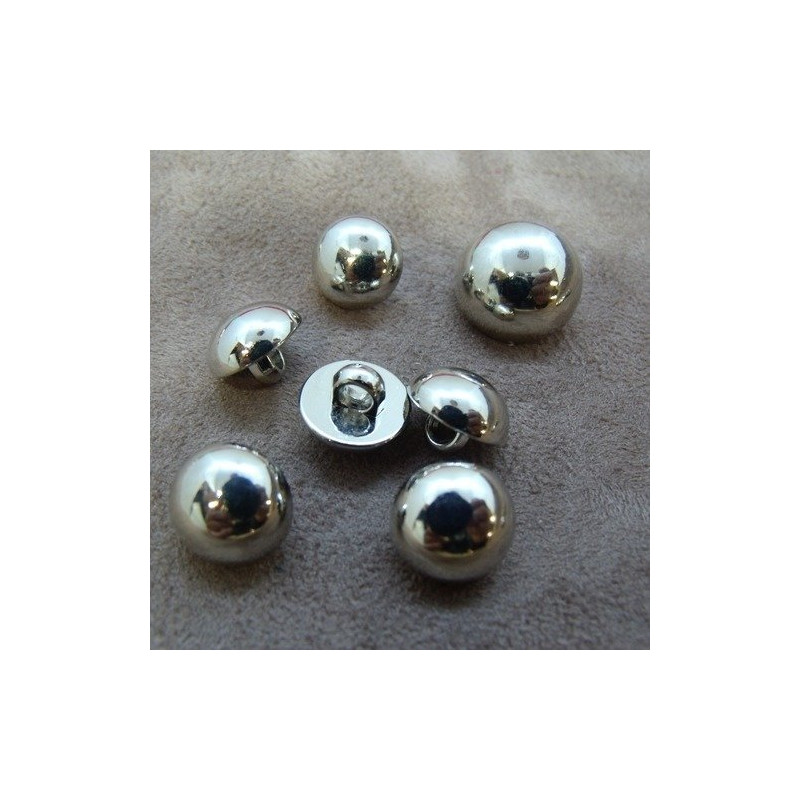 bouton acrylique argent demi boule,13 mm