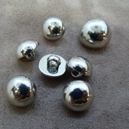 bouton acrylique argent demi boule,13 mm