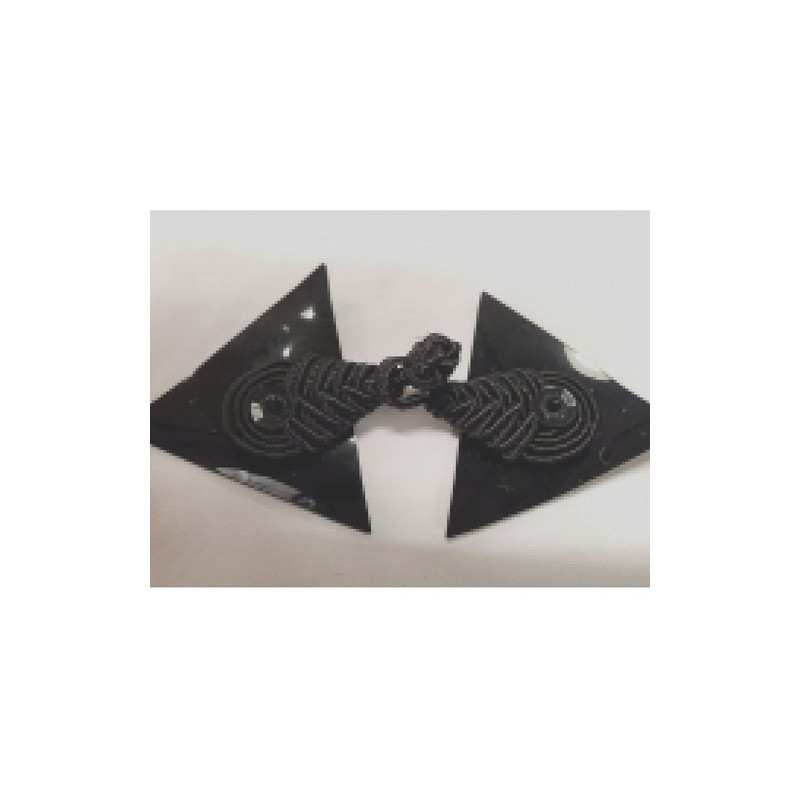 bouton brandebourg noir base simili cuir longueur 9 cm,largeur 4,5 cm