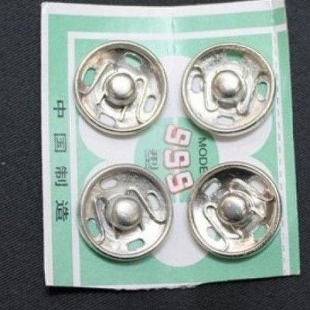 bouton pression de couleur  argenté, diametre: 14 millimètre,vendu par sachet