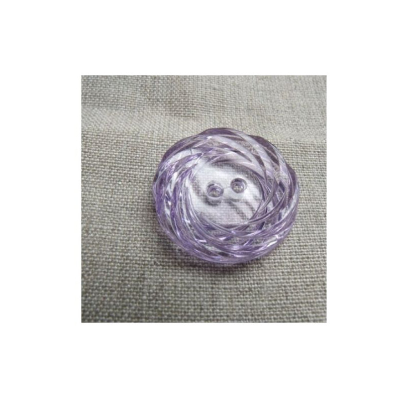 bouton acrylique  a 2 trous  violet transparent 28 mm