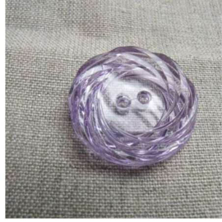 bouton acrylique  a 2 trous  violet transparent 28 mm