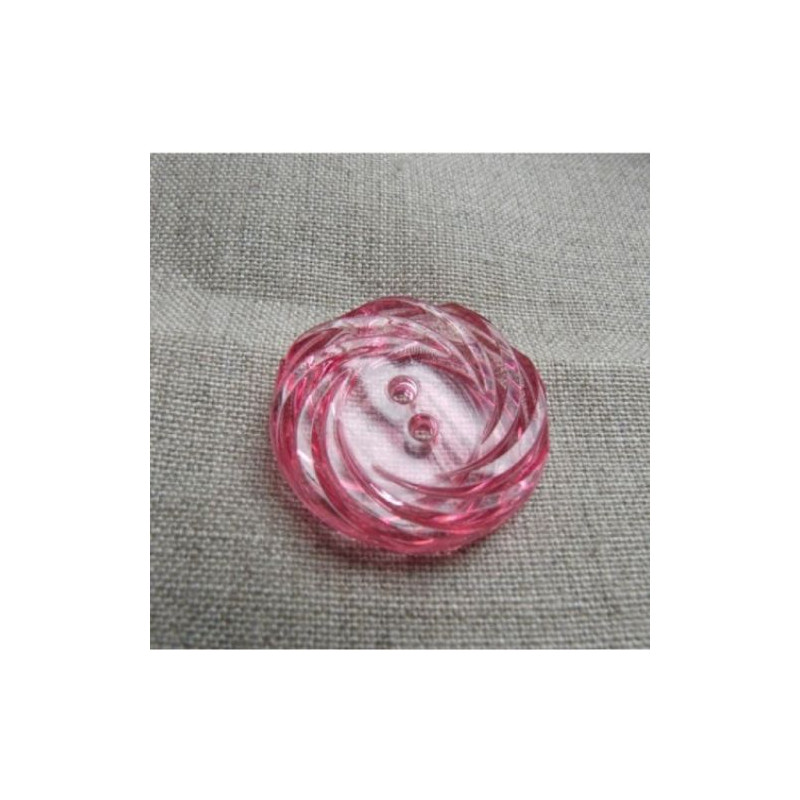 bouton acrylique à 2 trous  rose fushia 28 mm