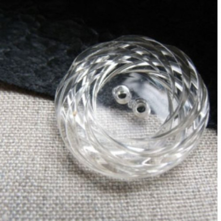 bouton acrylique à 2 trous transparent ,28 mm,de belle qualité