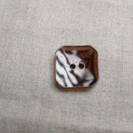 bouton carré acrylique à queue à 2 trous marron transparent 23 mm
