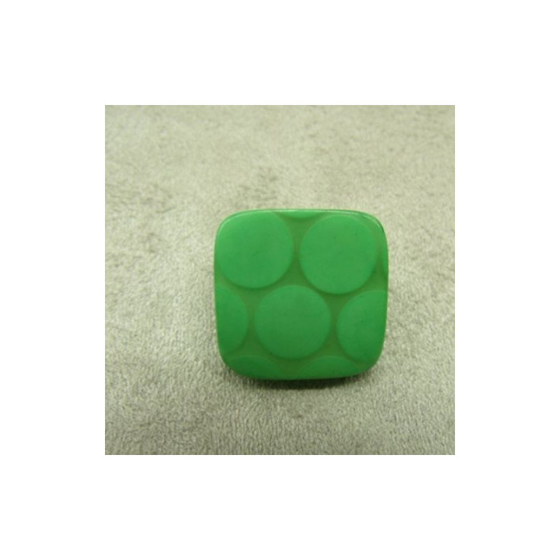 BOUTON CARRE ACRYLIQUE A QUEUE VERT,20 mm,de belle qualité