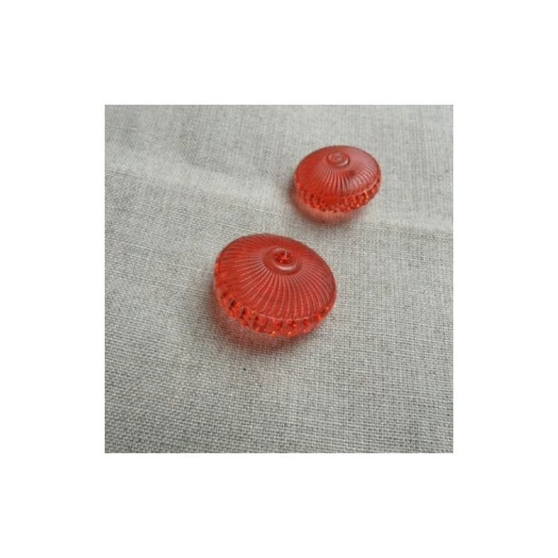 bouton acrylique à queue rouge transparent ,de belle qualité